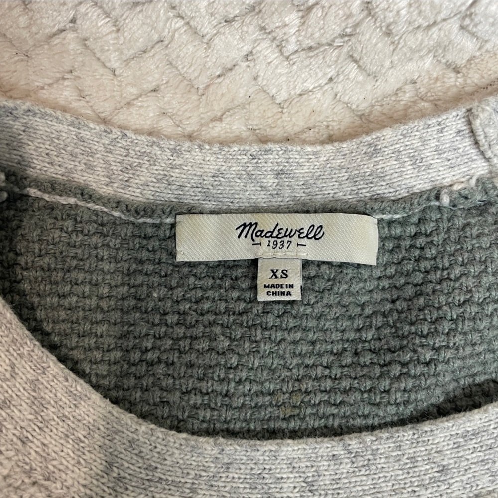 Madewell Gray Green Cotton Knit Crewneck Sweater Womens XS - Picture 6 of 8